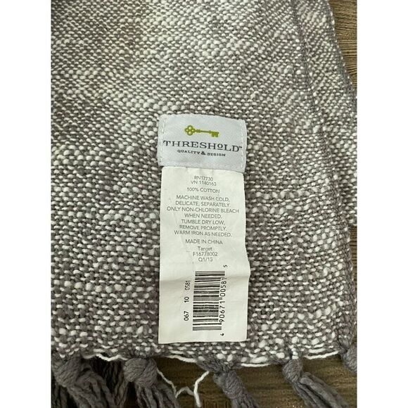 Threshold Darker Taupe Fringed Edge Throw Blanket - Picture 3 of 5